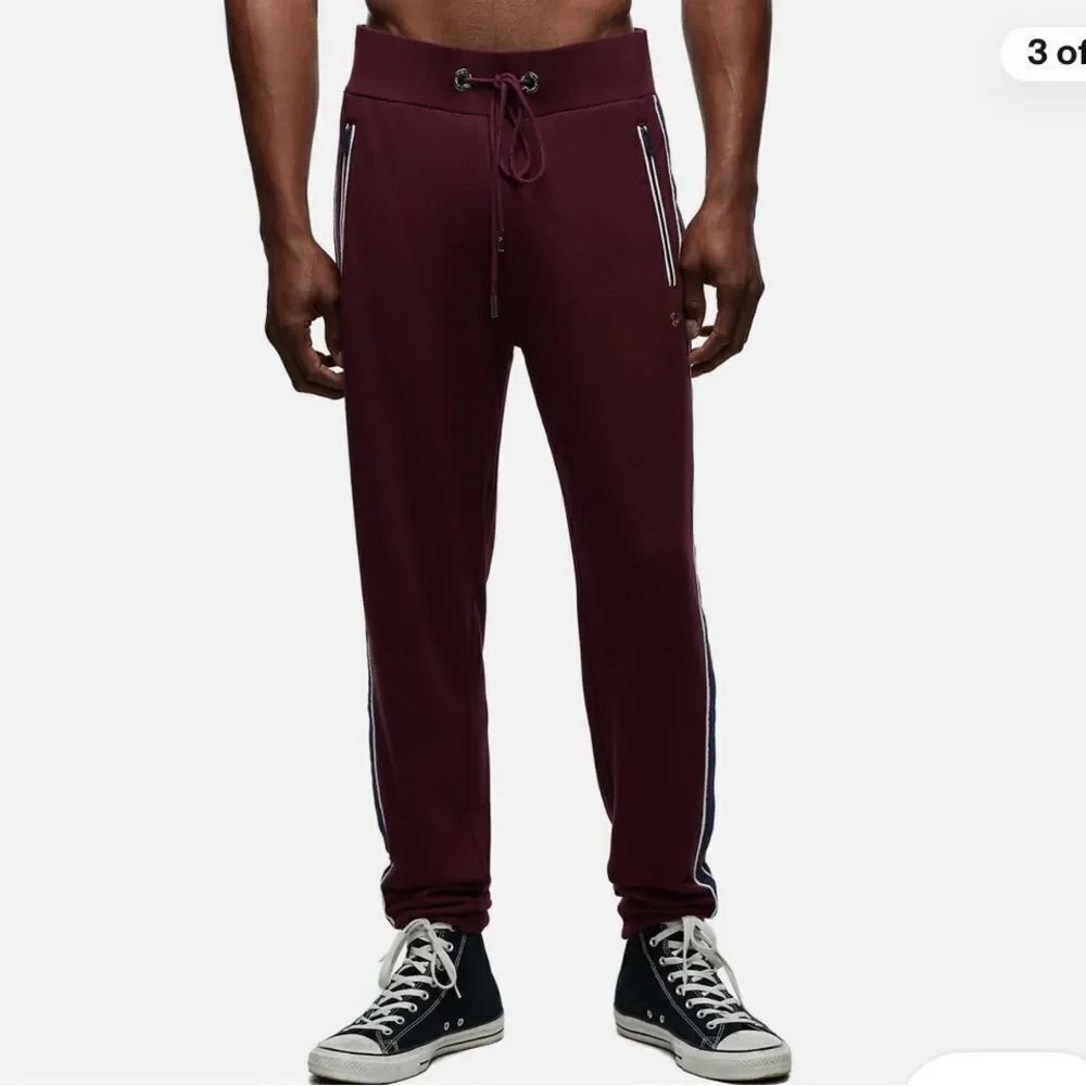 True Religion Contrast Stripe Lounge Pants Purple Maroon
